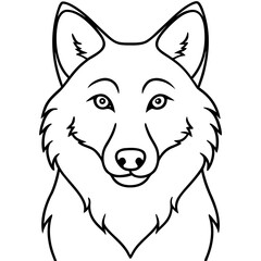 Stylized black and white line art portrait of a wolf