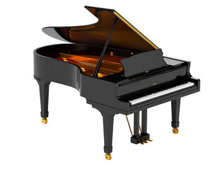 Isometric 3D Grand Piano Illustration with Closed Lid, Transparent Background