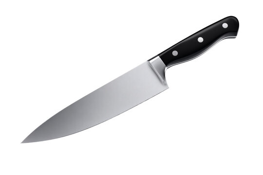 A knife with a black handle and a silver blade