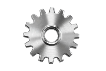 A silver gear with a hole in the middle