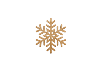 A wooden snowflake with a brown background