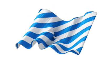 Waving blue and white striped flag on black background