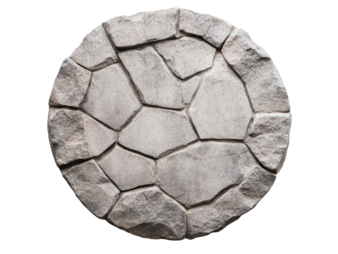 Round stone pavement with interlocking pattern and textured surface