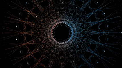 Futuristic mandala with glowing radial symmetry
