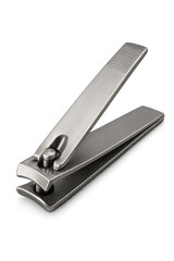 Stainless steel nail clippers on transparent background