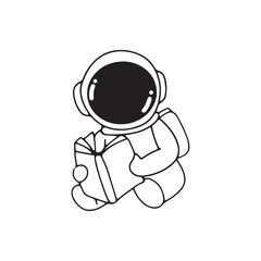 Vector Illustration of a Hand Drawn Astronaut Doodle.  design elements for any purposes. Hand drawn abstract space ship, planets, stars and ufo. Vector line print or banner. kawaii astronaut