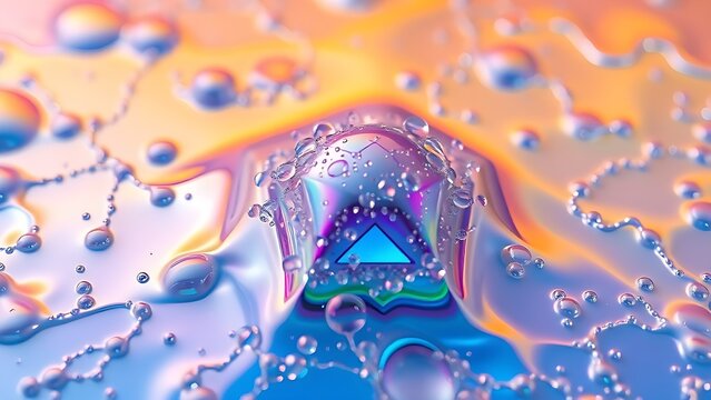 Ultra-high-definition macro shot of iridescent quantum foam forming impossible geometric structures in liquid mercury