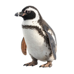 Obraz premium A single penguin with black and white plumage on a transparent background
