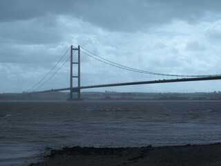 Majestic Humber Bridge Under a Moody Sky