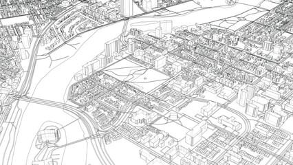 Obraz premium Intricate Cityscape Wireframe