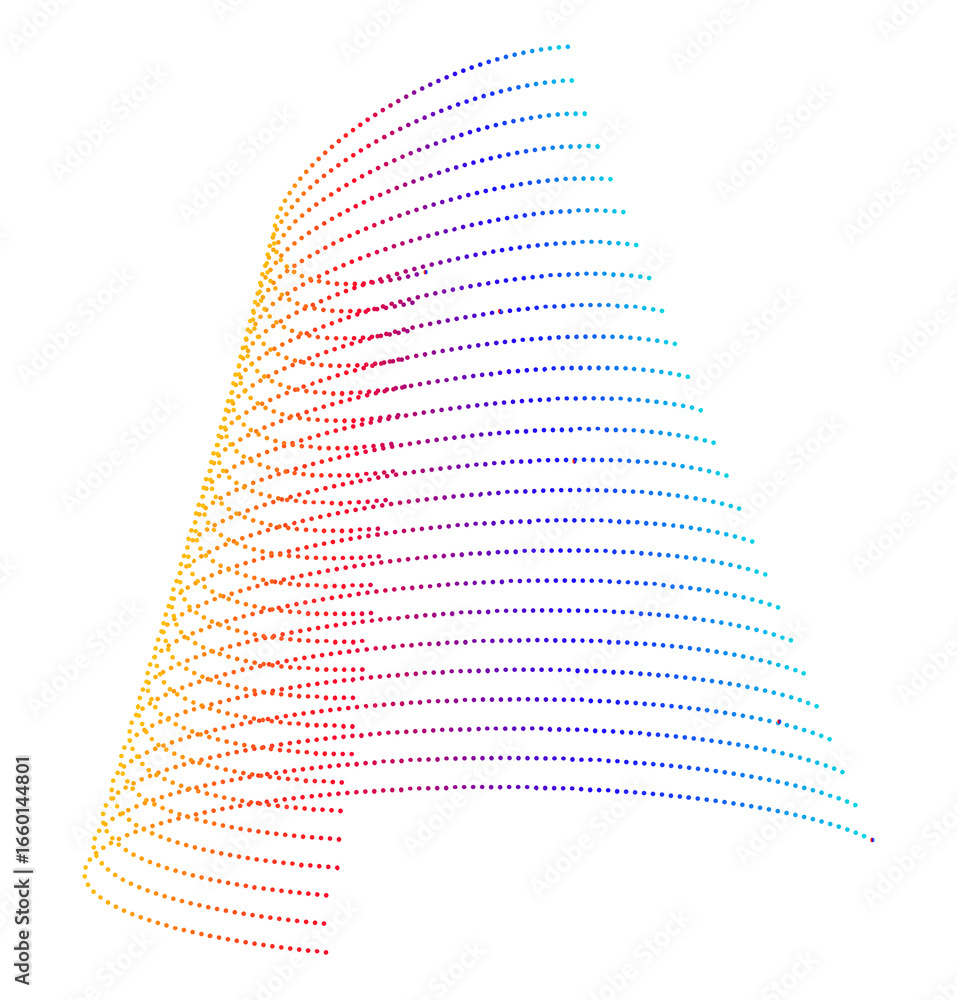 Aufkleber design elements. wave of many purple dotted lines. abstract wavy stripes on white background isolate