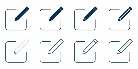 Edit pen icon set. pencil icon symbol, create modify pen sign button. writing, drawing, editing icons. eps 10