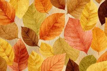 Fototapeta premium Autumn leaves leaf illustration watercolor.