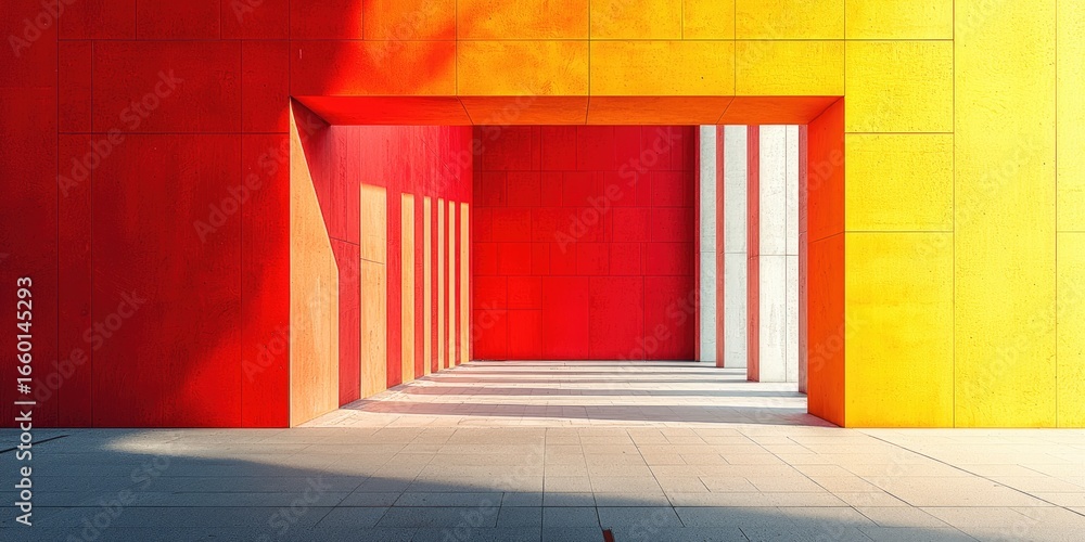 Poster the abstract image features simple color palettes, utilizing a limited hue range to achieve a minima