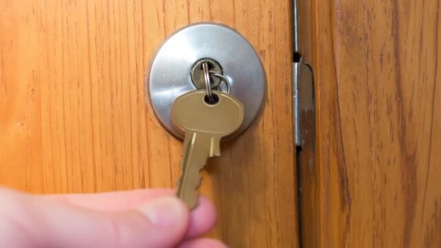 Keys in wooden door lock