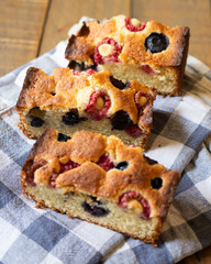 Frangipane tart with red berries. Traditional Italian recipe.