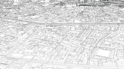 Obraz premium Intricate Urban Wireframe