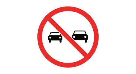 No overtaking sign with two cars in a red prohibition circle