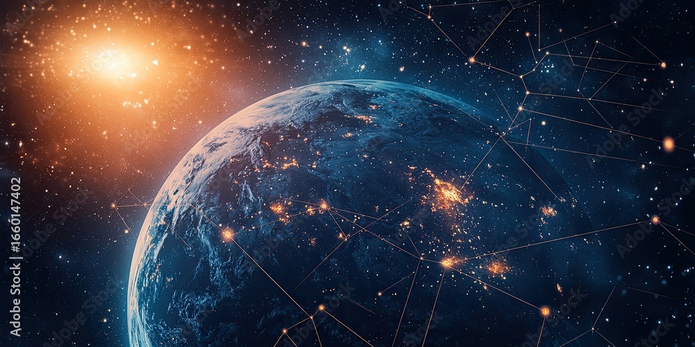 Poster a modern space ui, featuring dynamic celestial maps, interactive controls, and a minimalist, high-te