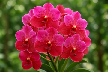 Pink Magenta Vanda Orchids with Blur Background