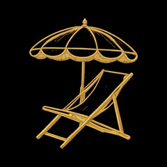 Golden beach chair illustration