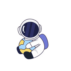 Cute Astronaut in cosmos. Coloring book illustration. Hand drawn doodle cartoon. Education Icon Concept Isolated Premium Vector. Flat Cartoon Style