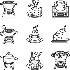 Charm Bracelet black Line Editable Icons set