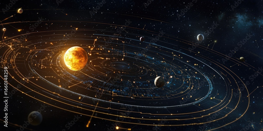 Poster an advanced space exploration interface with a clean design, interactive 3d star maps, and responsiv