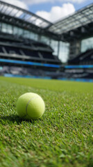 tennis ball on the grass of a stadium
