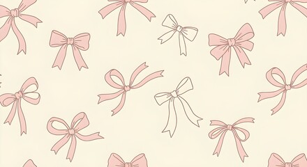 Patrón sin costura con arcos rosados en coquette estética