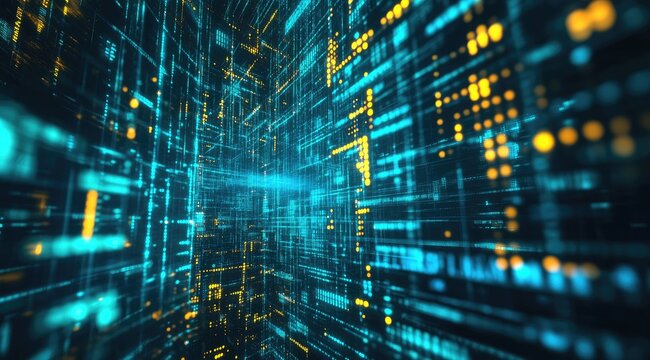 Digital network tunnel, vibrant codes