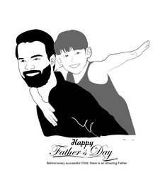 Happy Father's Day with illustration of father and son, Happy Father's Day vector illustration