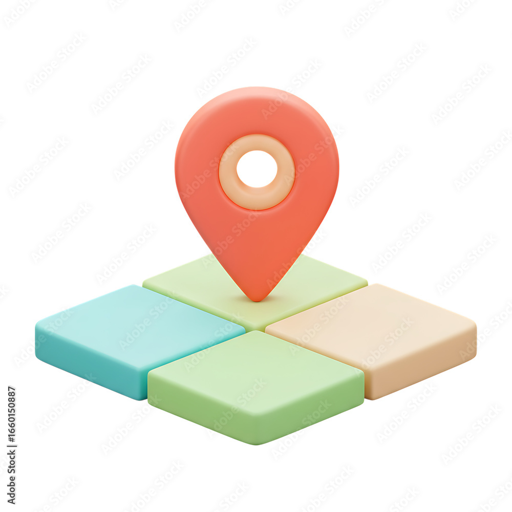 Poster 3d map location pin marker isolated on transparent background