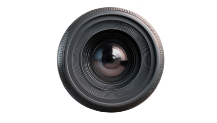 Close-up of a camera lens, showing internal lens elements and details