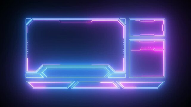 hud frame neon light effect green screen background