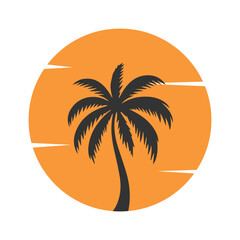 Summer Beach Logo Pack with Palm Trees and Sunset – Tropical Holiday Vector Illustration
