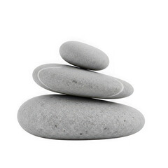Fototapeta premium Stacked smooth gray pebbles with white stripes stone rock isolated on a transparent background