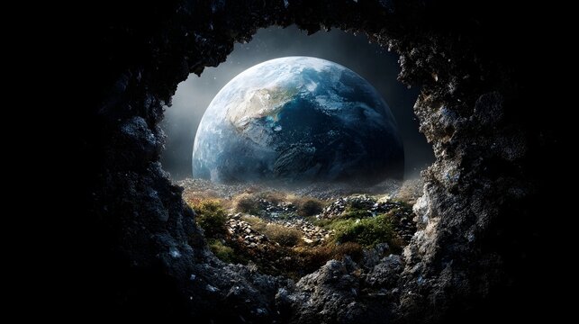 Planet Earth cracked open revealing hidden pollution within