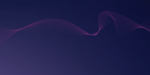 Abstract glowing wave lines on dark blue background. Dynamic wave pattern. Modern flowing wavy lines. Futuristic technology concept. Suit for banner, poster, cover, brochure, flyer, website