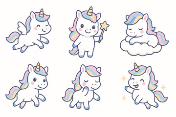 Cute Unicorn Sticker Pack with Magic and Rainbows