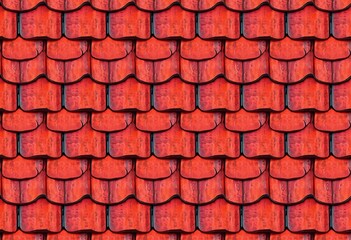 Fototapeta premium Repeating geometric roof tile pattern, textured background, spanish, architecture