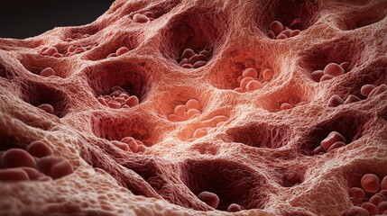 National Eczema Week. Microscopic 3D medical illustration of eczema skin with inflamed cells, dryness, and disrupted protective layer, scientific rendering