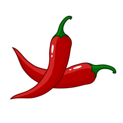 Hand painted watercolor red chili isolated