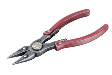 Fototapeta premium Angled-jaw pliers with red handles, used for gripping, cutting, or bending