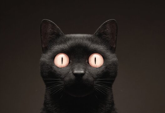 Black cat with spooky eyes for Halloween mystery