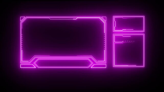 technology frame with glowing neon sign green screen background
