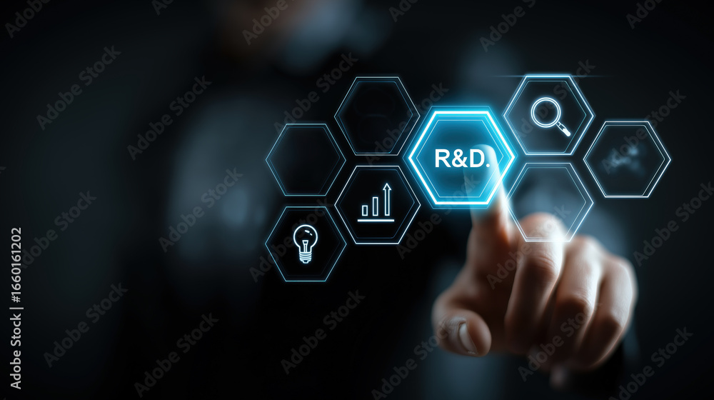 Poster research development innovation technology business futuristic digital concept growth progress and s