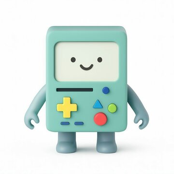 Cute bmo character from adventure time with a happy face