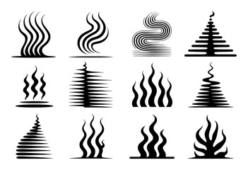 Collection of Abstract Swirls, Flames, and Smoke Icons