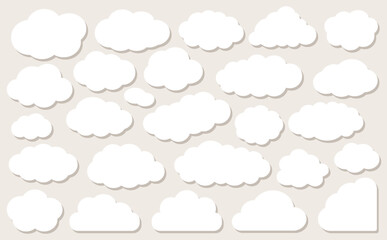 影付きの白のもくもく雲フレームセット